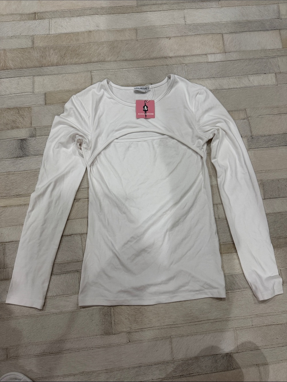 Long Sleeve White keyhole  Top